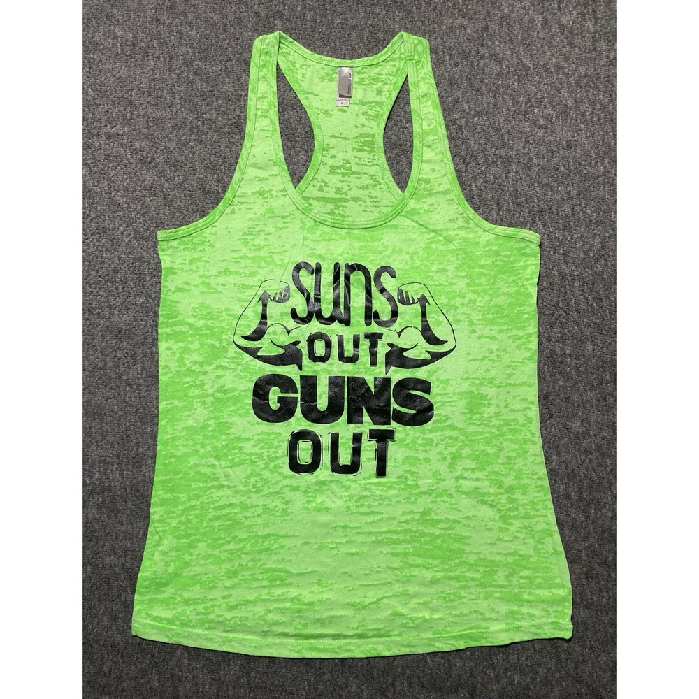 Women's Lightweight Burnout Tank Top Next Level Soft Fabric Neon Green Size L